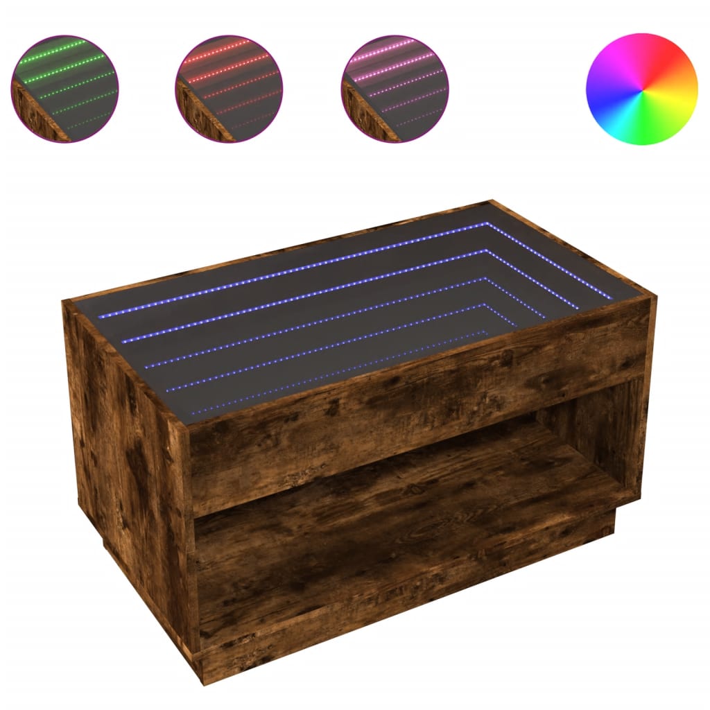 Coffee table with Infinity LED smoked oak 90x50x50 cm