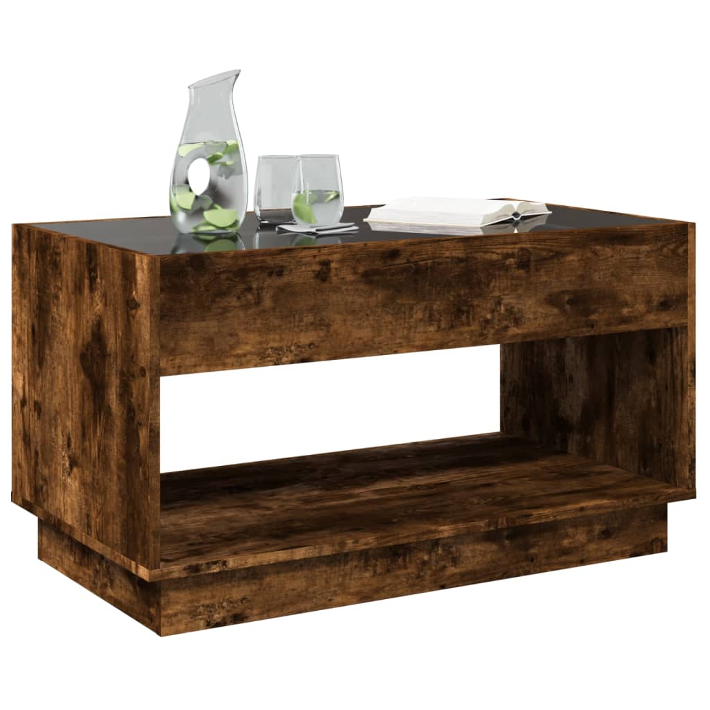 Coffee table with Infinity LED smoked oak 90x50x50 cm