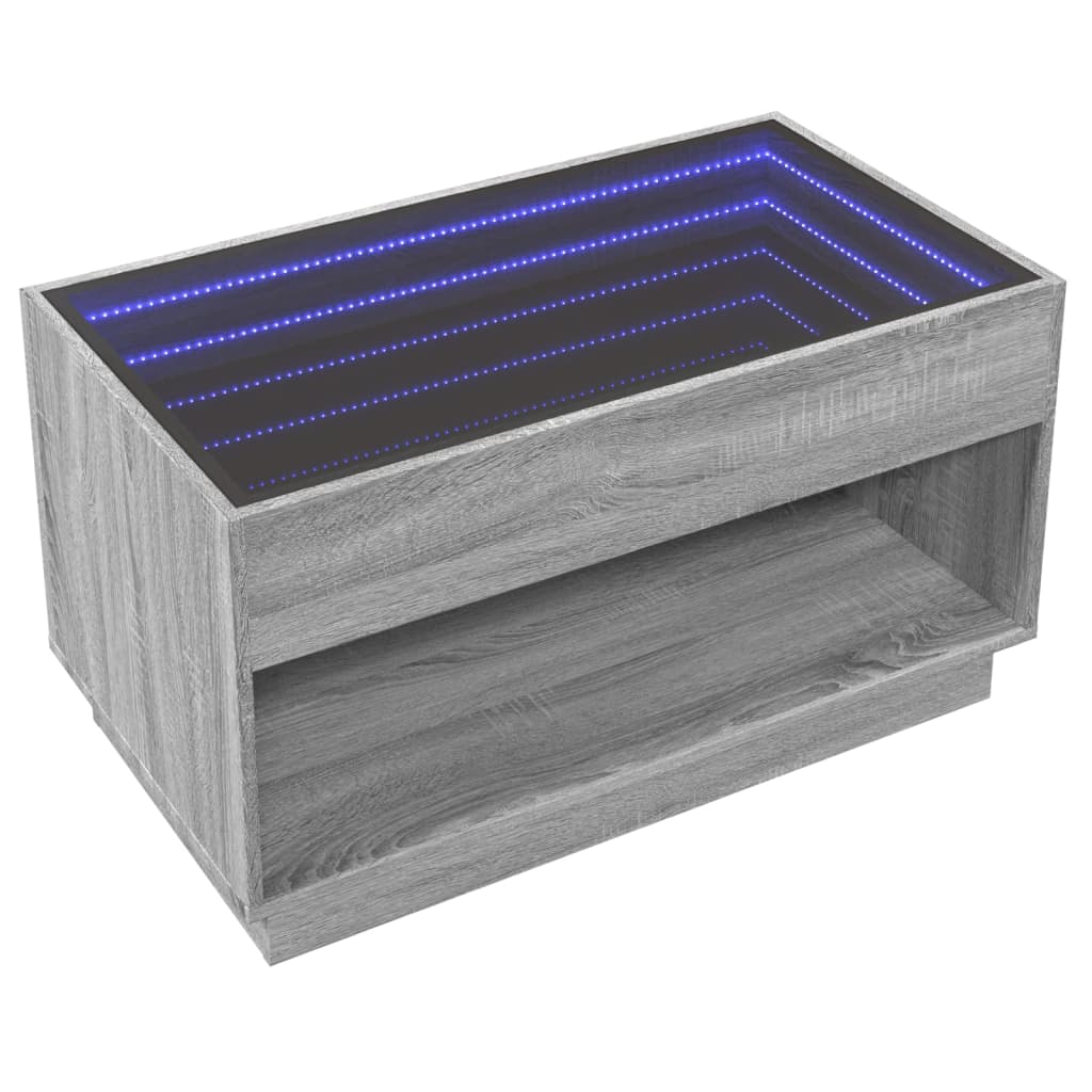 Table basse avec Infinity LED Gris Sonoma 90x50x50 cm