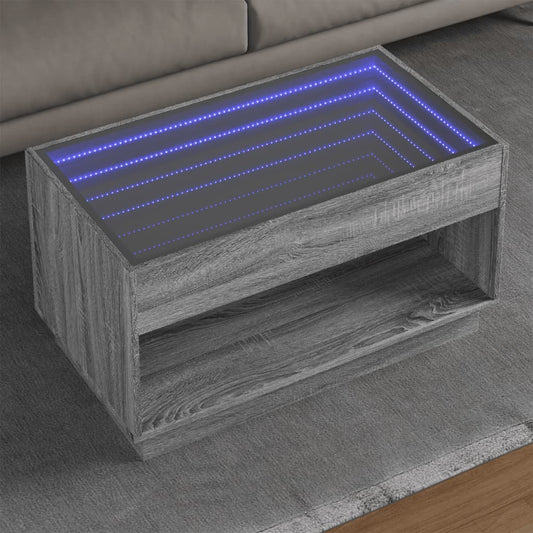 Table basse avec Infinity LED Gris Sonoma 90x50x50 cm