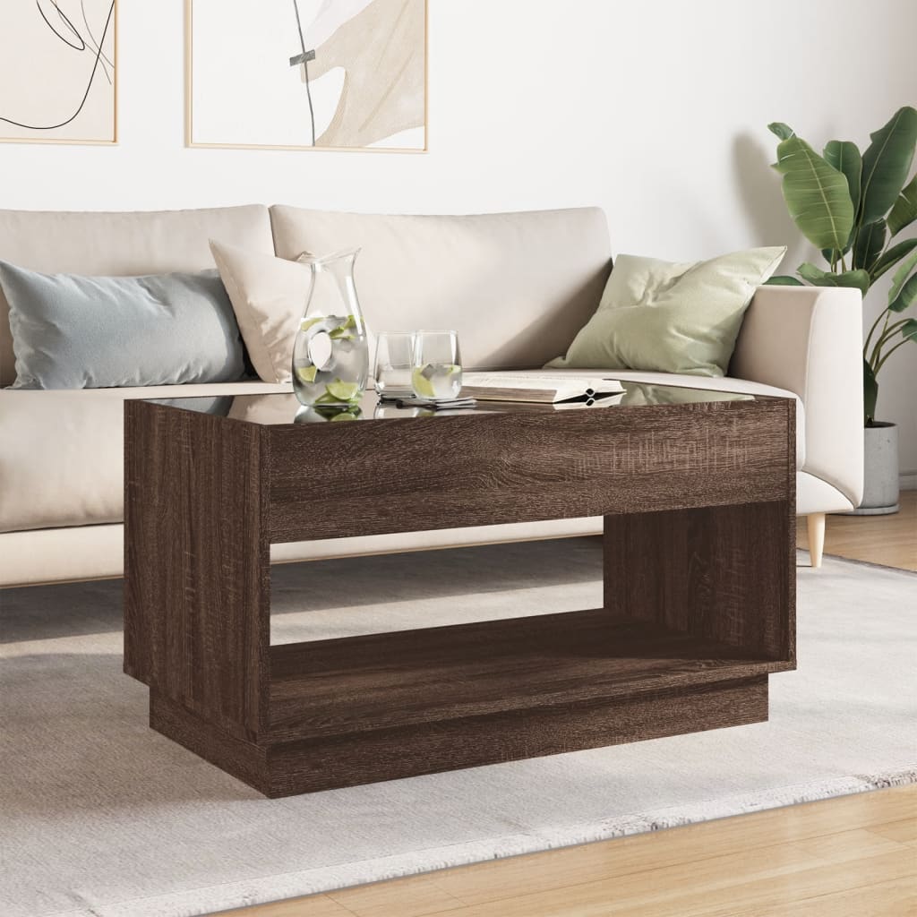 Coffee table with Infinity LED brown oak look 90x50x50 cm