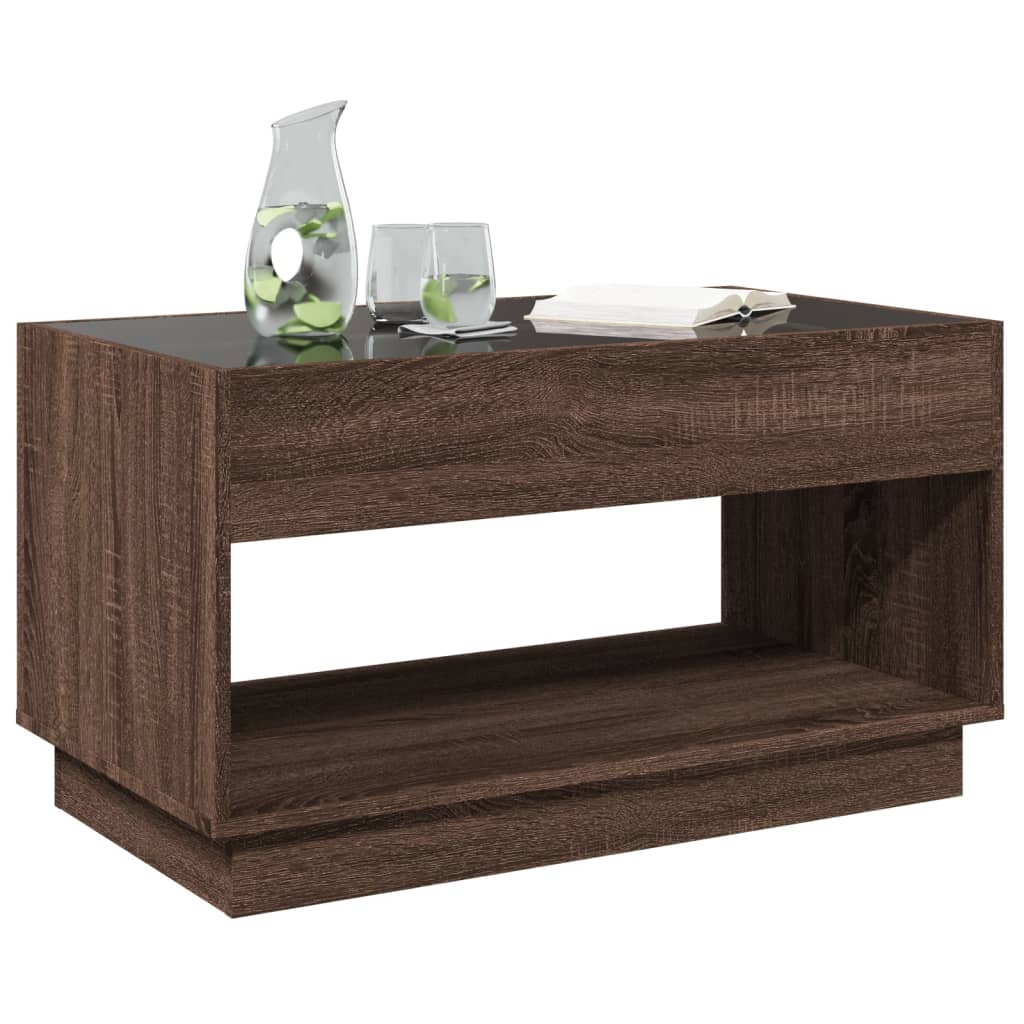 Coffee table with Infinity LED brown oak look 90x50x50 cm