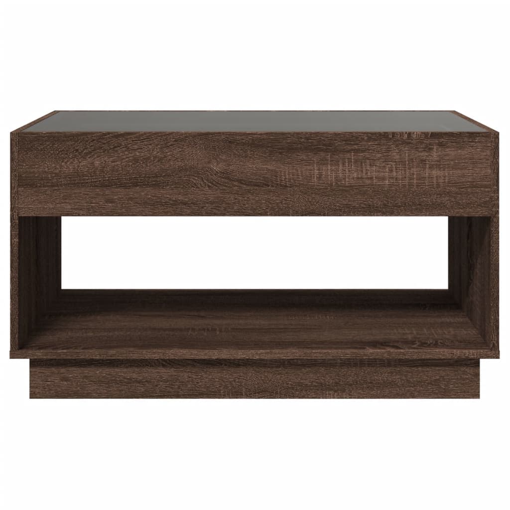 Coffee table with Infinity LED brown oak look 90x50x50 cm
