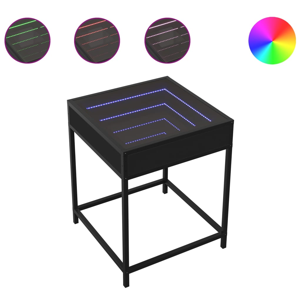 Table basse avec Infinity LED noir 40x40x51 cm