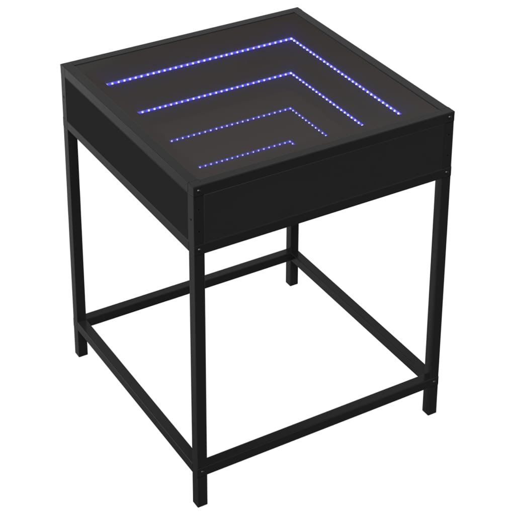 Table basse avec Infinity LED noir 40x40x51 cm