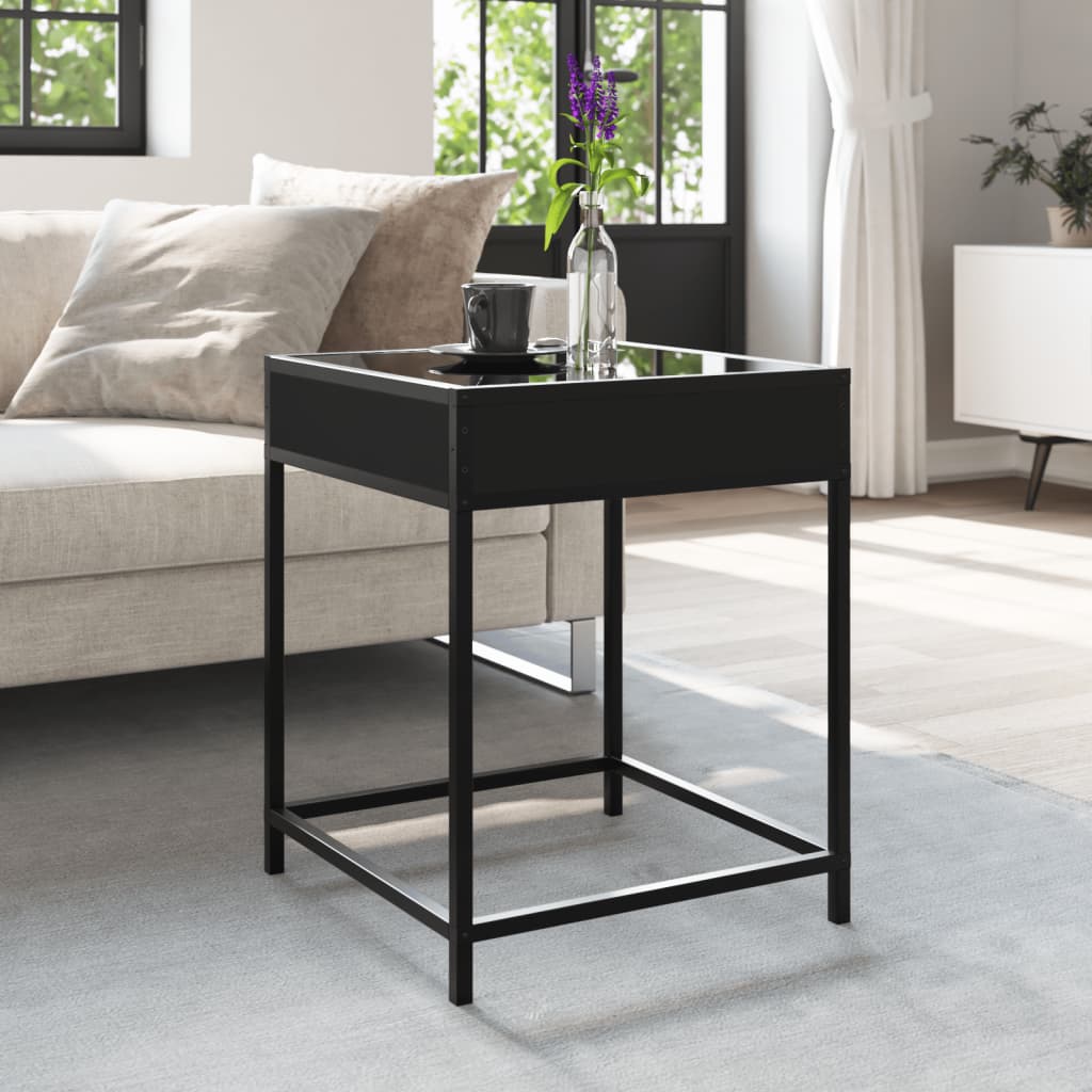 Table basse avec Infinity LED noir 40x40x51 cm