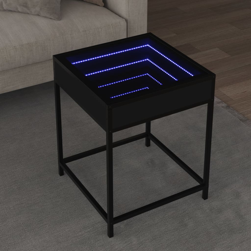 Table basse avec Infinity LED noir 40x40x51 cm