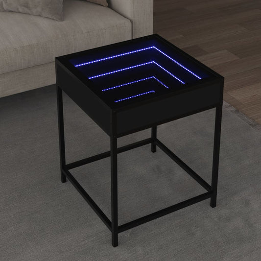 Table basse avec Infinity LED noir 40x40x51 cm