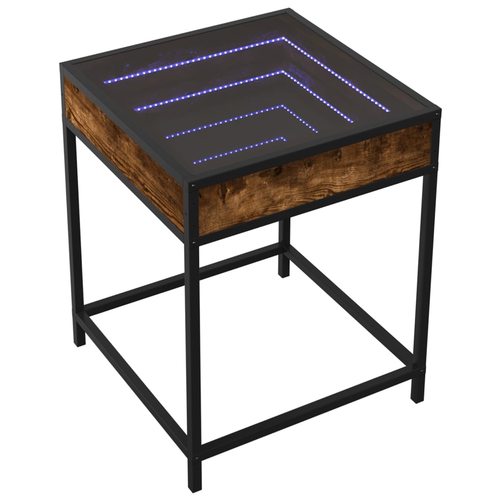 Table basse avec Infinity LED chêne fumé 40x40x51 cm