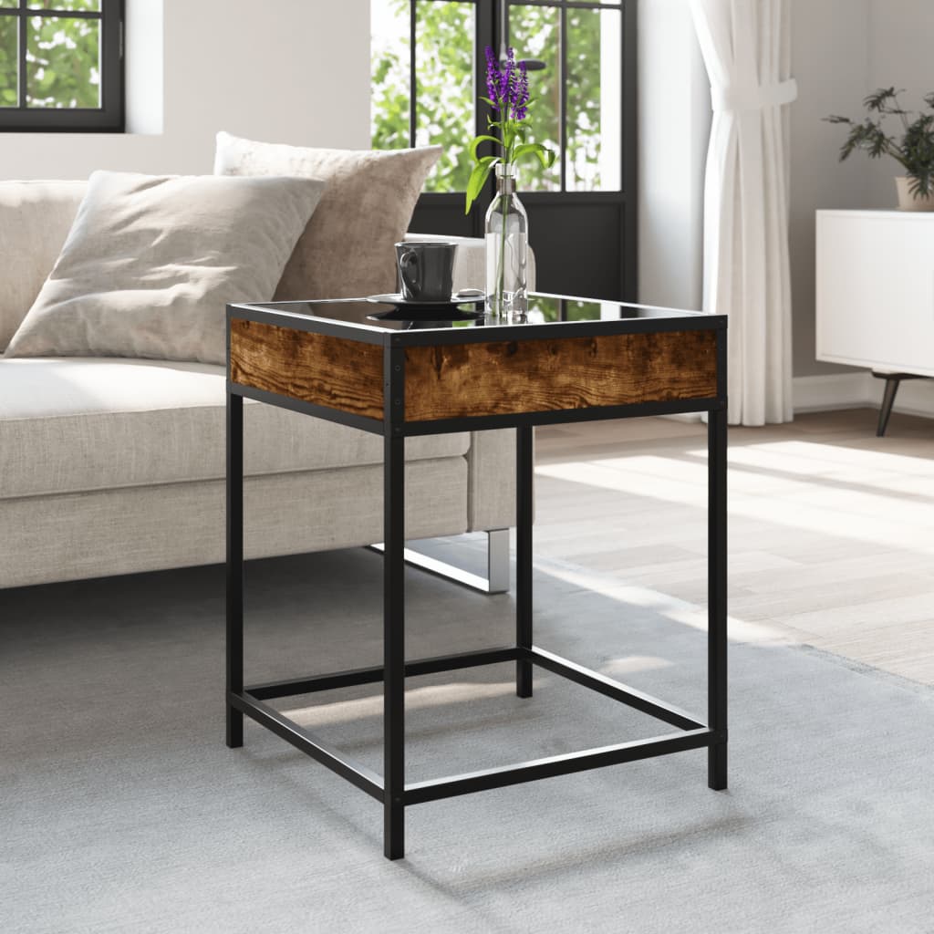 Table basse avec Infinity LED chêne fumé 40x40x51 cm