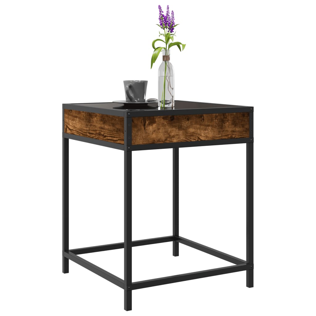 Table basse avec Infinity LED chêne fumé 40x40x51 cm