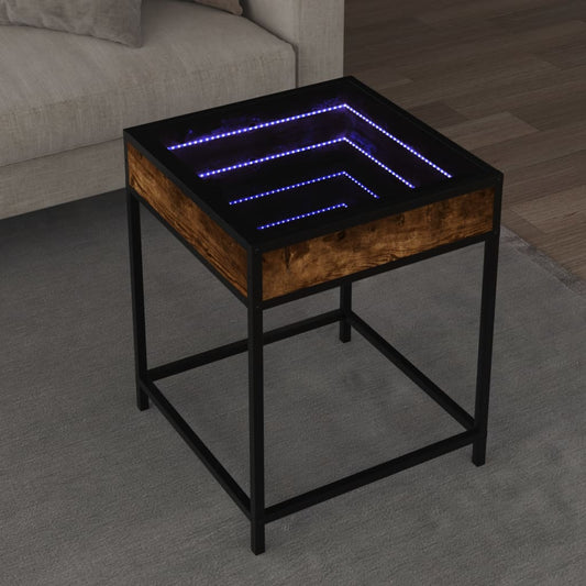 Table basse avec Infinity LED chêne fumé 40x40x51 cm