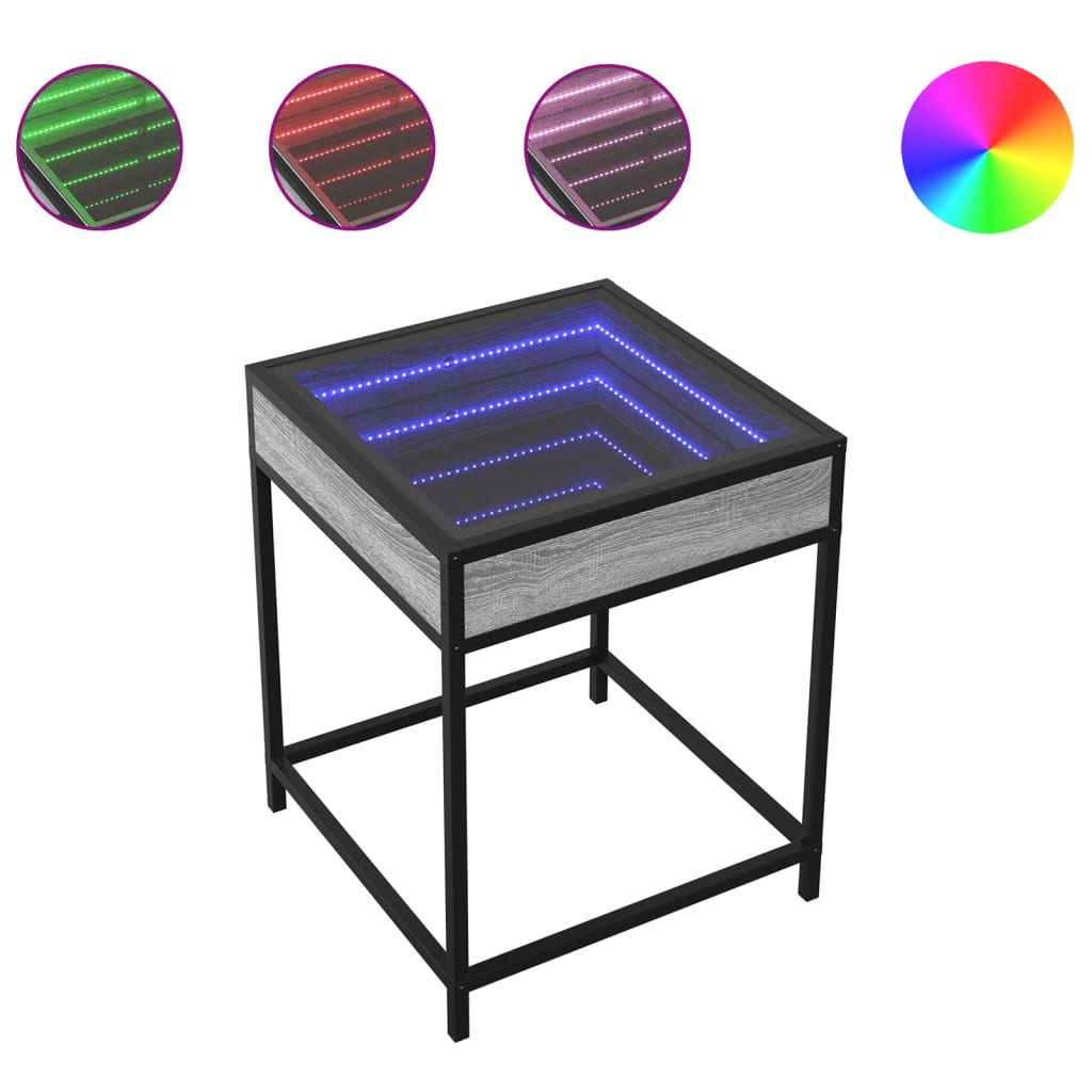 Coffee table with Infinity LED Gray Sonoma 40x40x51 cm