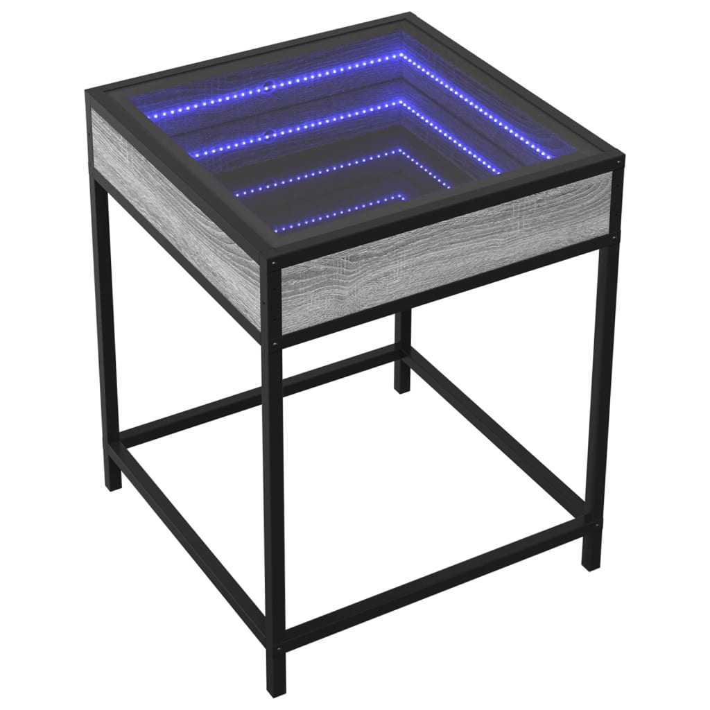 Coffee table with Infinity LED Gray Sonoma 40x40x51 cm