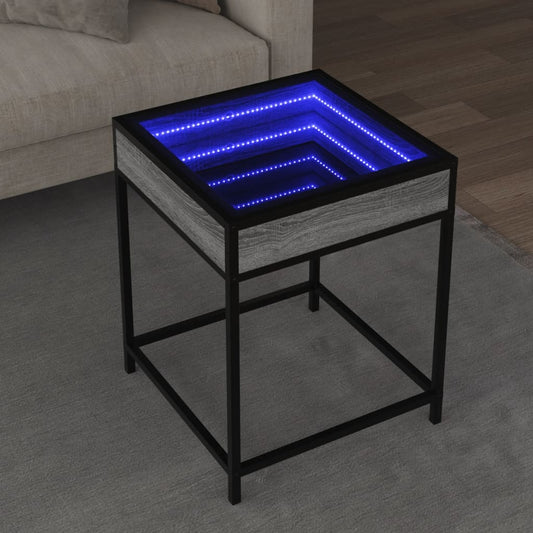 Coffee table with Infinity LED Gray Sonoma 40x40x51 cm