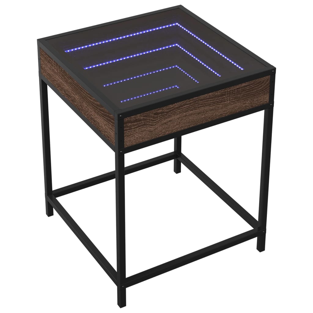 Table basse avec Infinity LED aspect chêne marron 40x40x51 cm