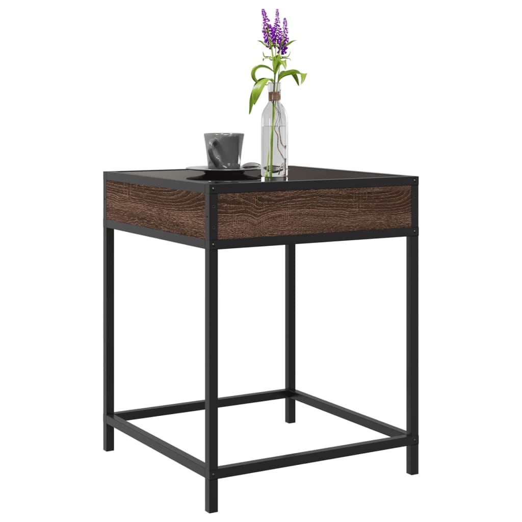 Table basse avec Infinity LED aspect chêne marron 40x40x51 cm