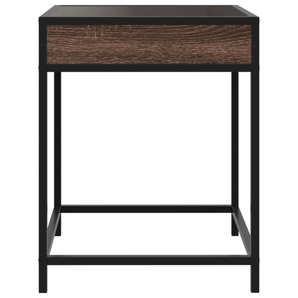 Table basse avec Infinity LED aspect chêne marron 40x40x51 cm