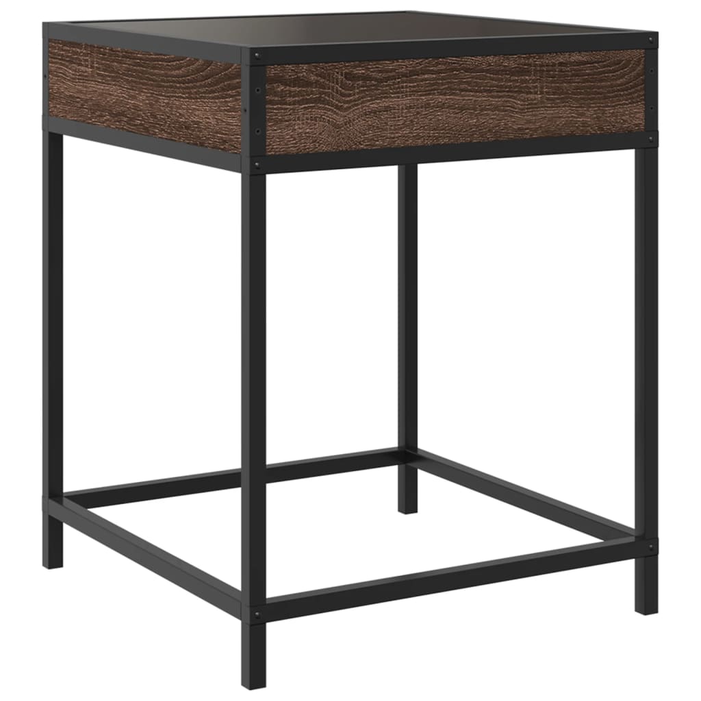Table basse avec Infinity LED aspect chêne marron 40x40x51 cm