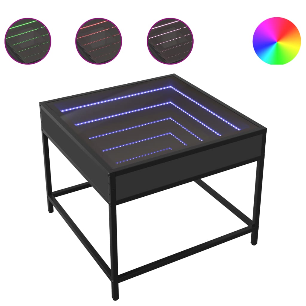 Table basse avec Infinity LED noir 50x50x41 cm