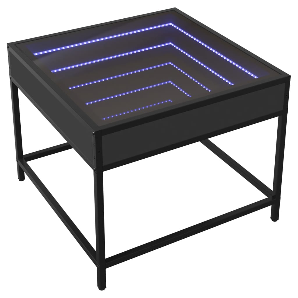 Table basse avec Infinity LED noir 50x50x41 cm