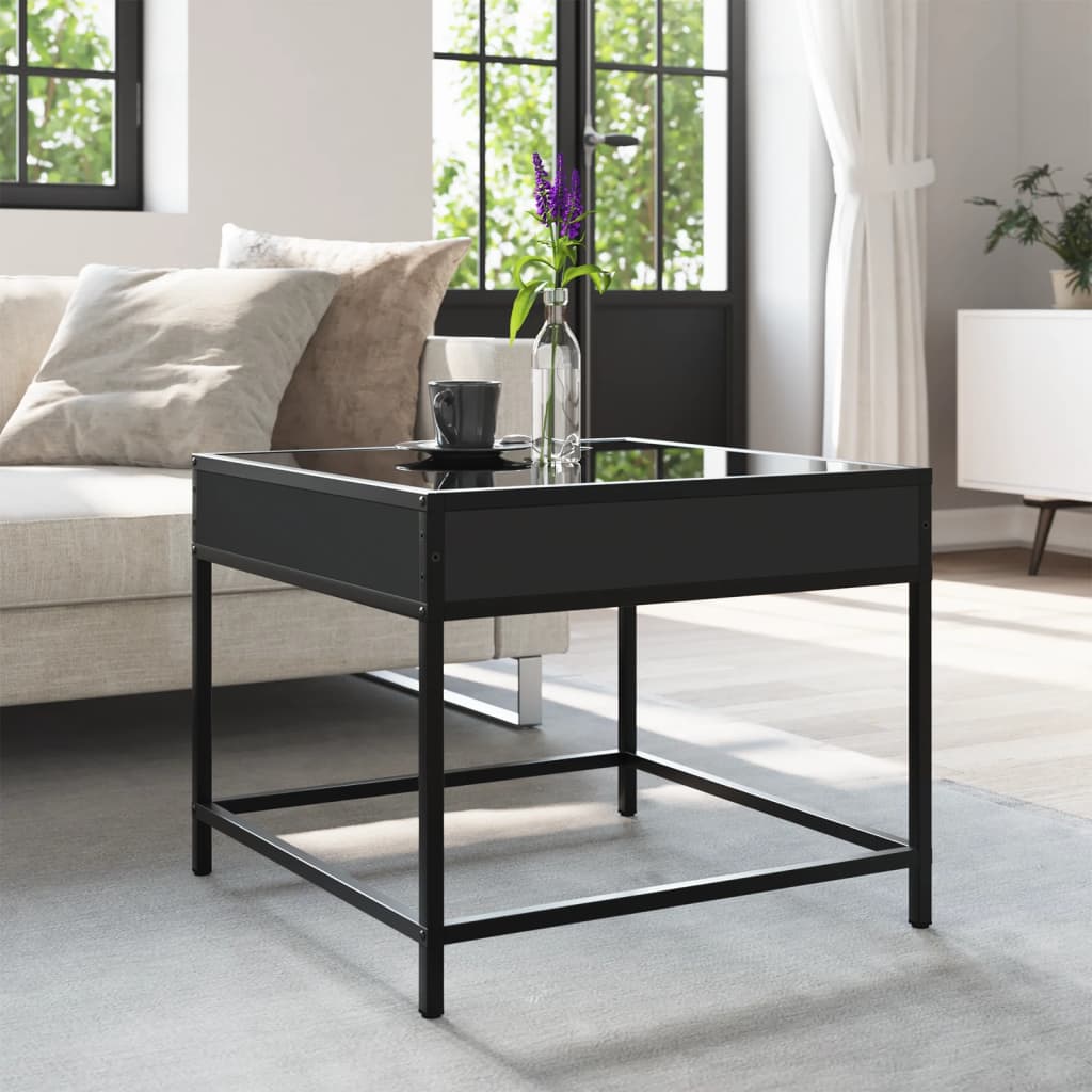 Table basse avec Infinity LED noir 50x50x41 cm