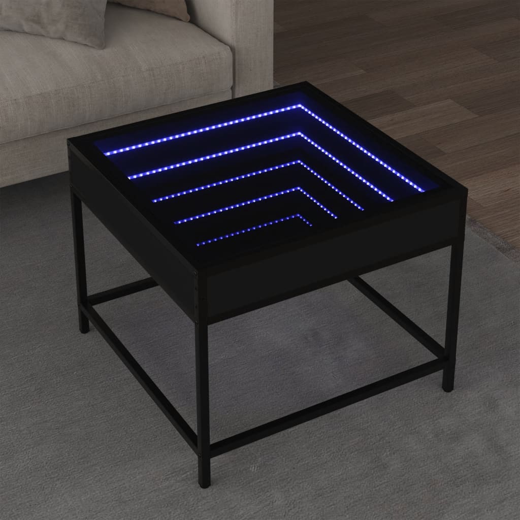 Table basse avec Infinity LED noir 50x50x41 cm