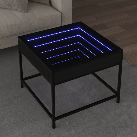 Table basse avec Infinity LED noir 50x50x41 cm