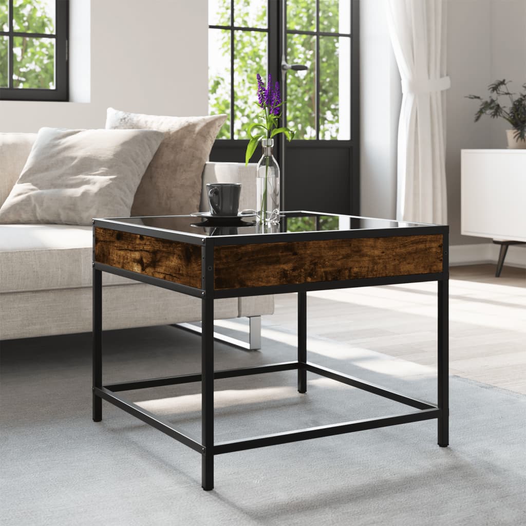 Coffee table with Infinity LED smoked oak 50x50x41 cm