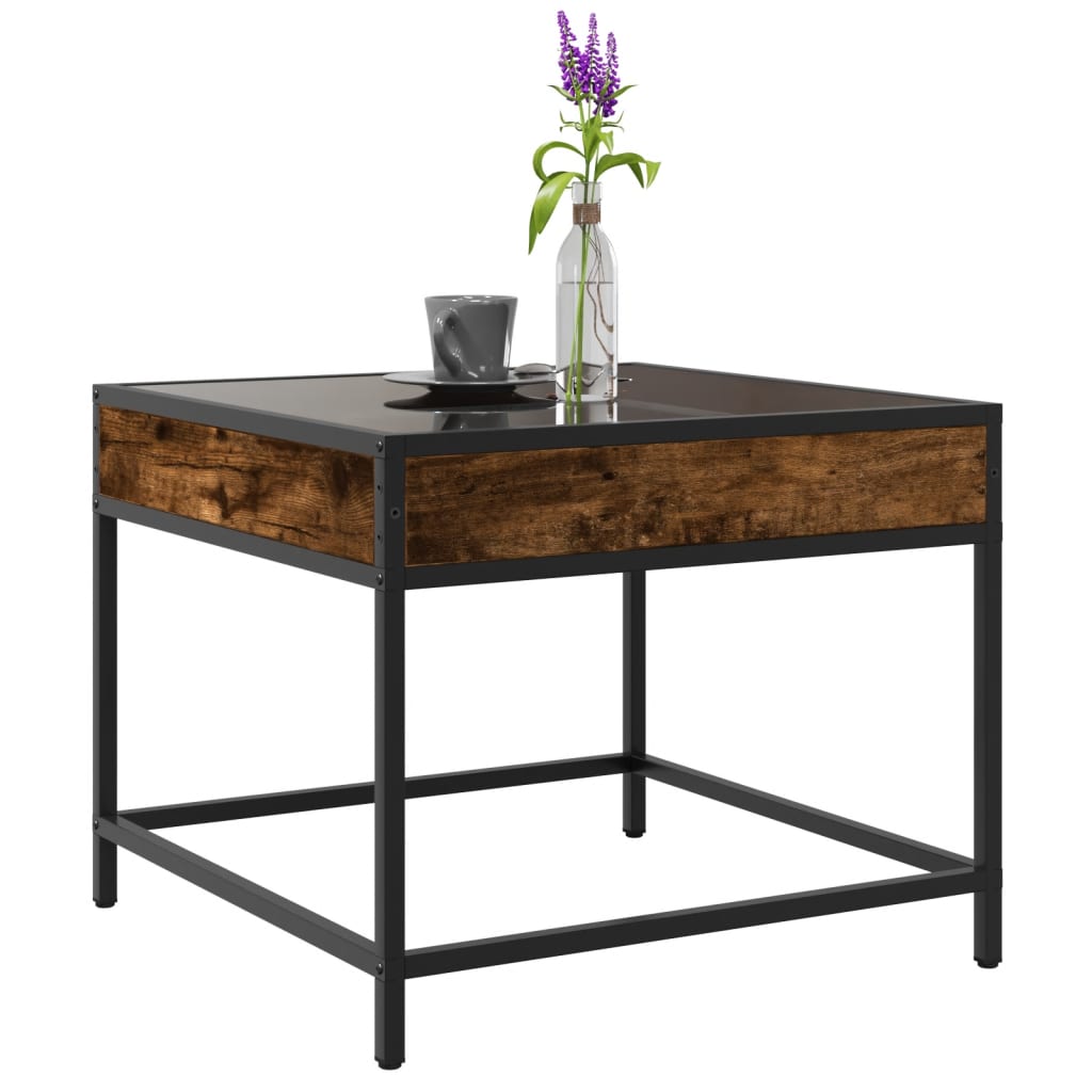 Coffee table with Infinity LED smoked oak 50x50x41 cm