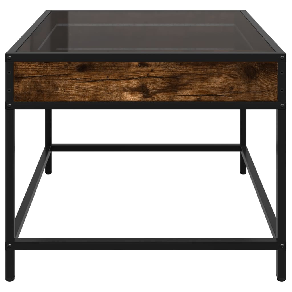 Coffee table with Infinity LED smoked oak 50x50x41 cm