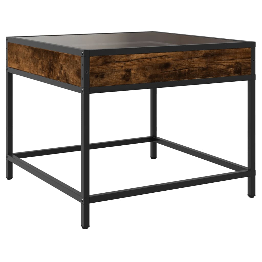 Coffee table with Infinity LED smoked oak 50x50x41 cm