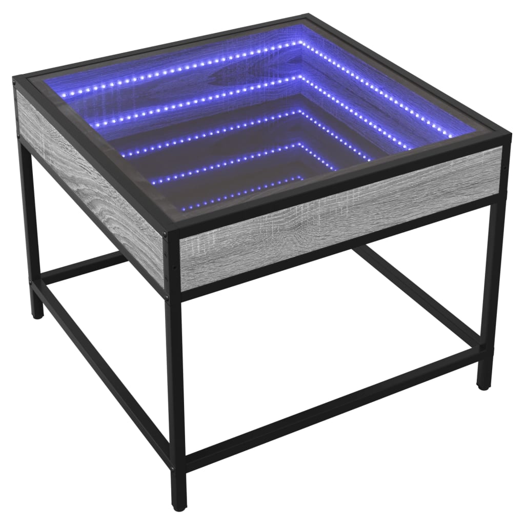 Coffee table with Infinity LED Gray Sonoma 50x50x41 cm