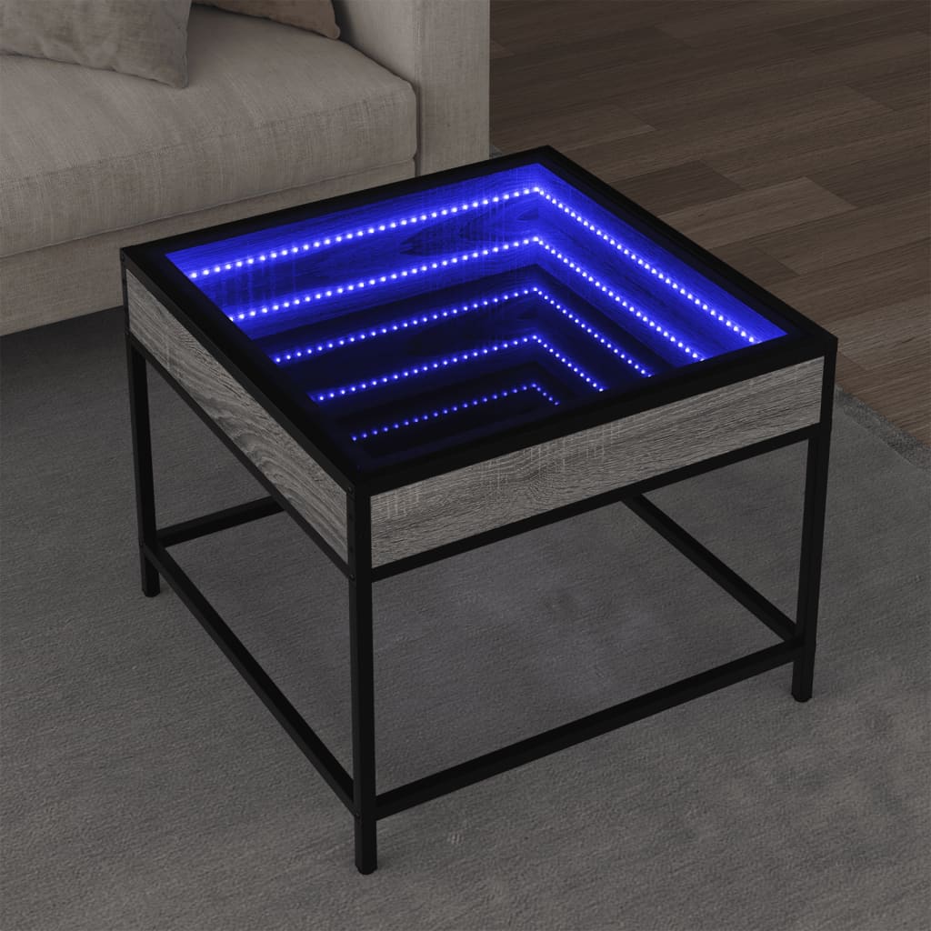 Coffee table with Infinity LED Gray Sonoma 50x50x41 cm