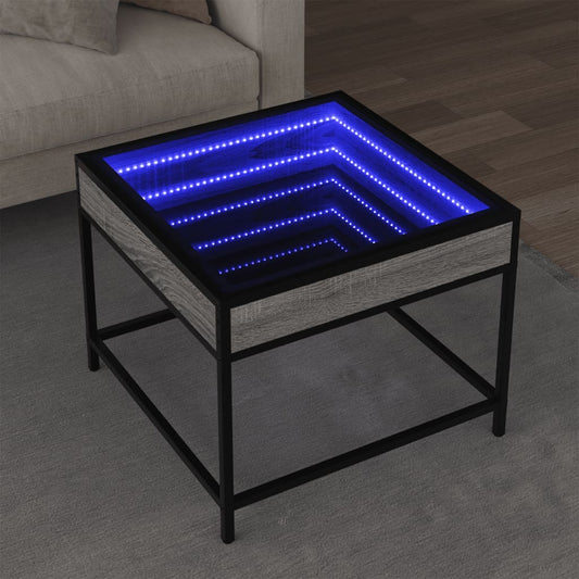 Coffee table with Infinity LED Gray Sonoma 50x50x41 cm