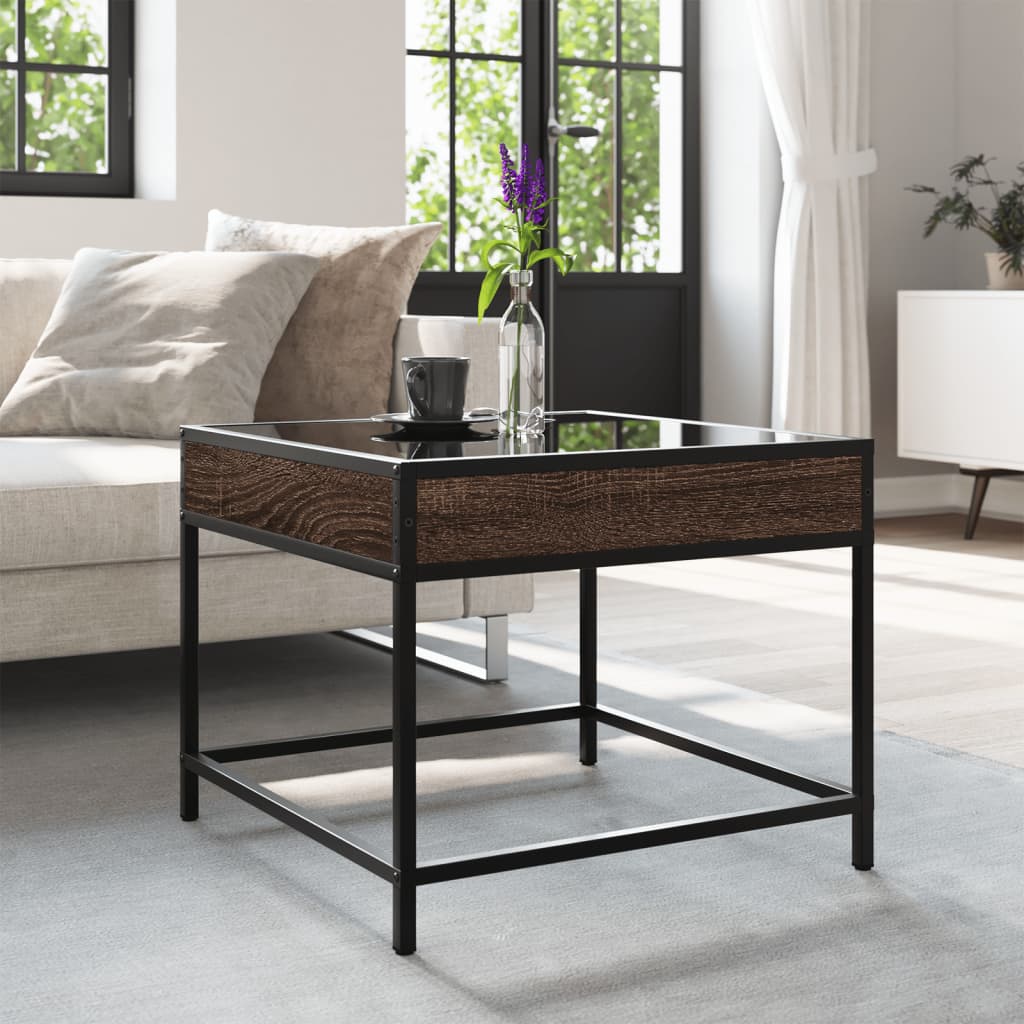 Table basse avec Infinity LED aspect chêne marron 50x50x41 cm