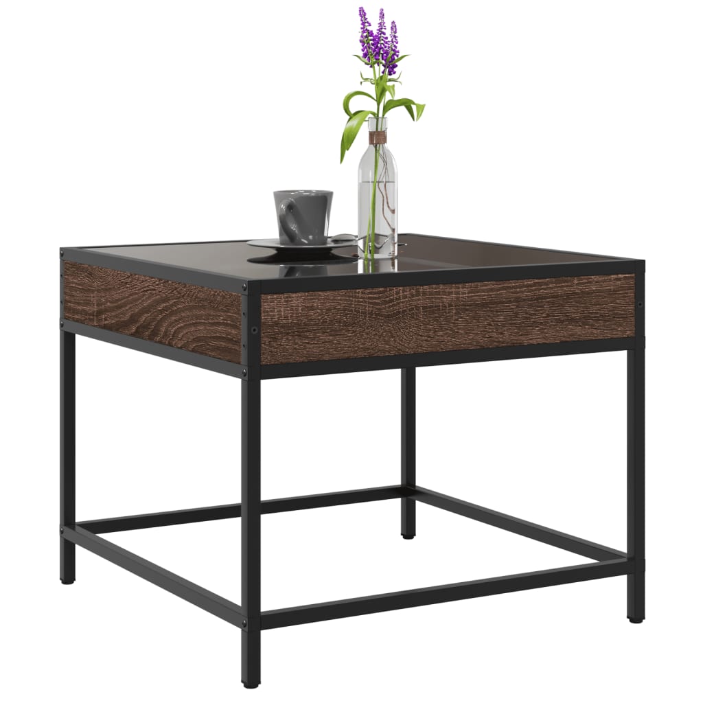 Table basse avec Infinity LED aspect chêne marron 50x50x41 cm