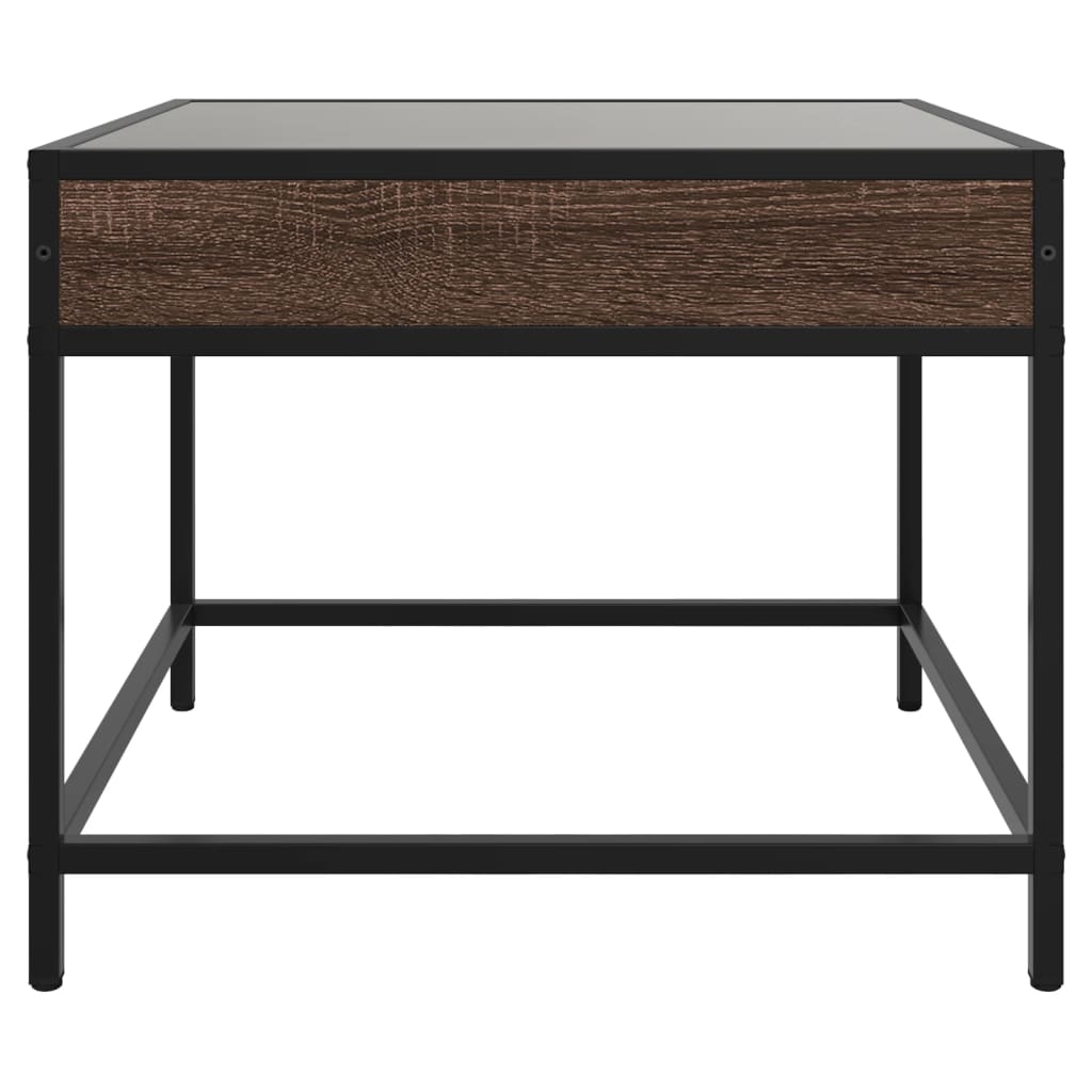 Table basse avec Infinity LED aspect chêne marron 50x50x41 cm
