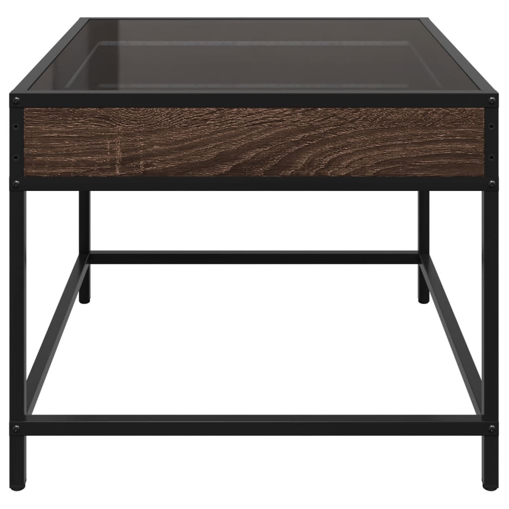 Table basse avec Infinity LED aspect chêne marron 50x50x41 cm