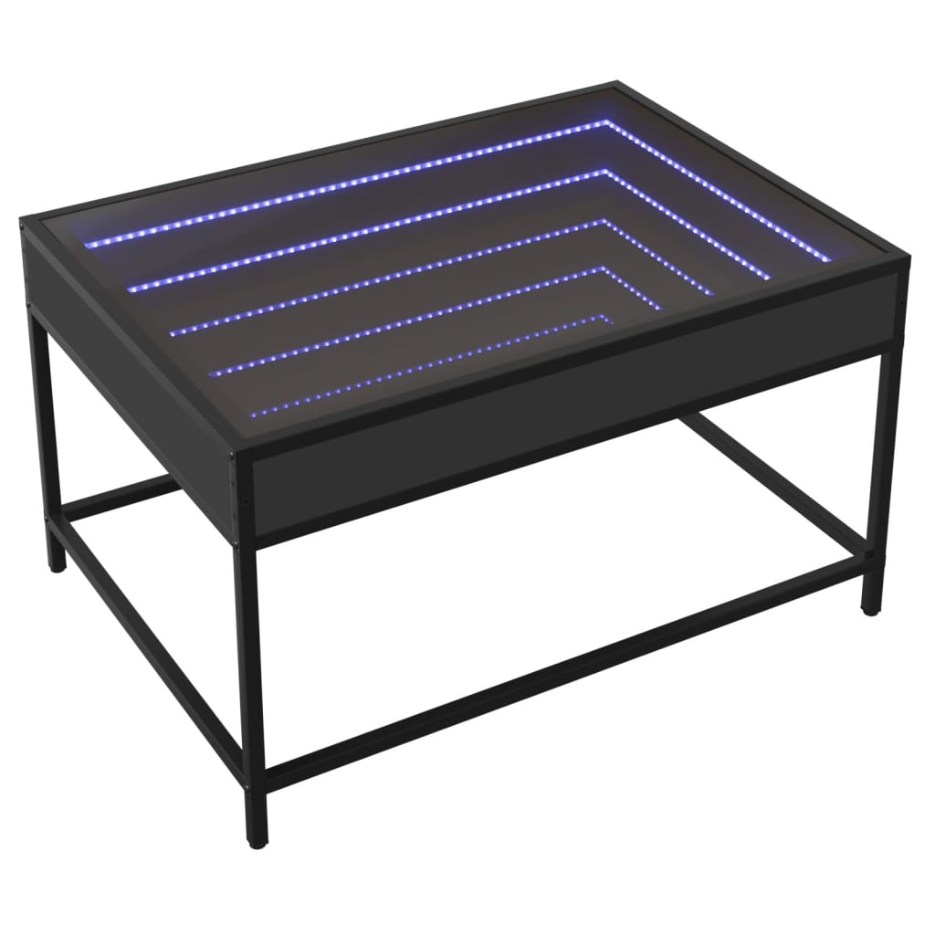 Table basse avec Infinity LED noir 70x50x41 cm