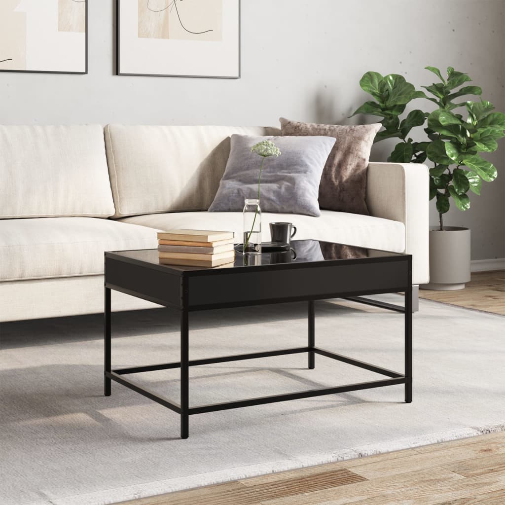 Table basse avec Infinity LED noir 70x50x41 cm