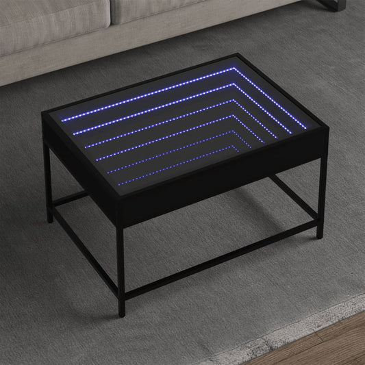Table basse avec Infinity LED noir 70x50x41 cm