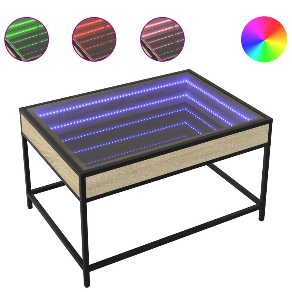 Coffee table with Infinity LED Sonoma oak 70x50x41 cm