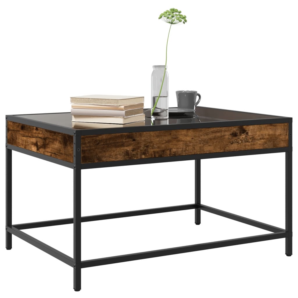 Coffee table with Infinity LED smoked oak 70x50x41 cm