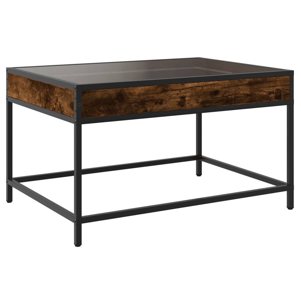 Coffee table with Infinity LED smoked oak 70x50x41 cm