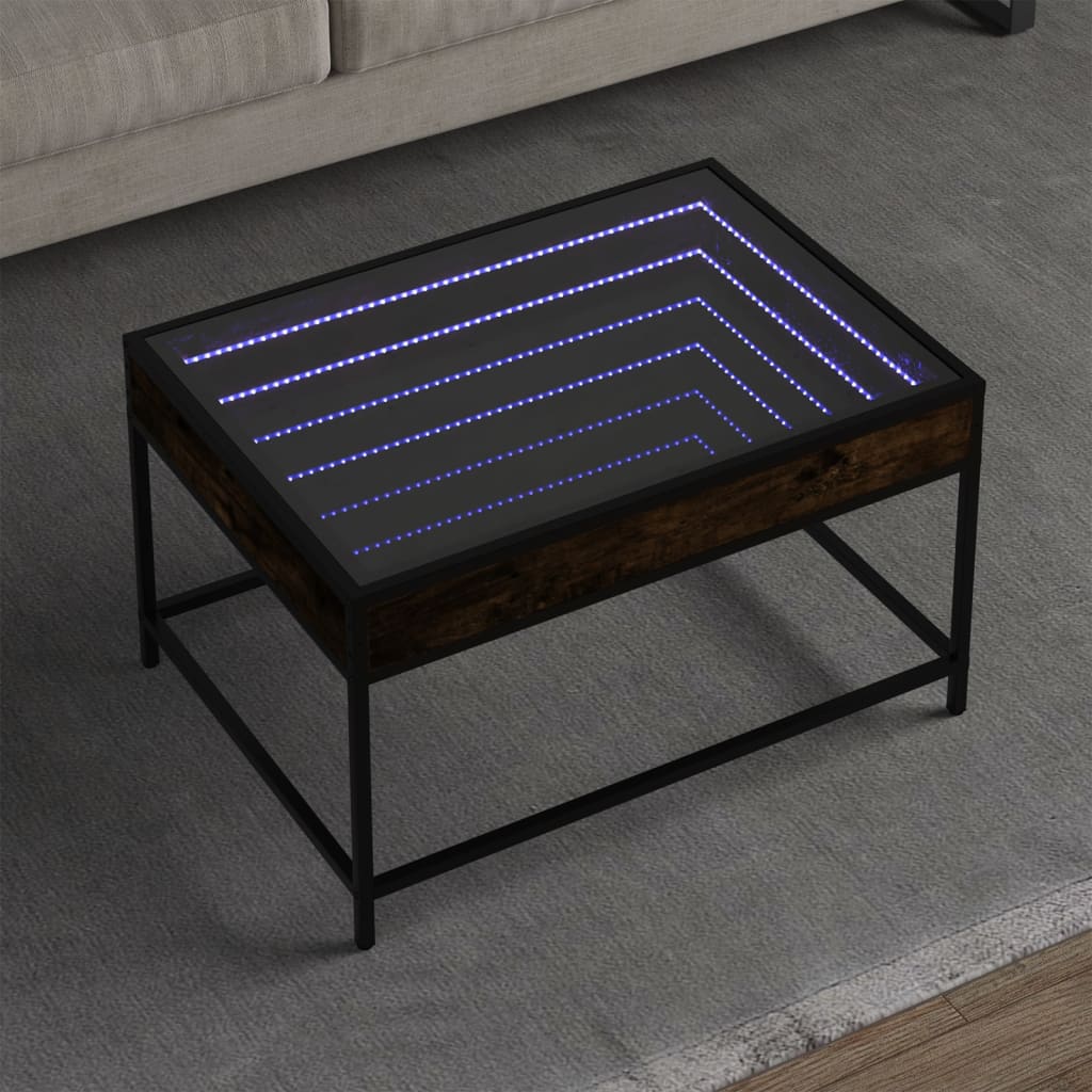 Coffee table with Infinity LED smoked oak 70x50x41 cm