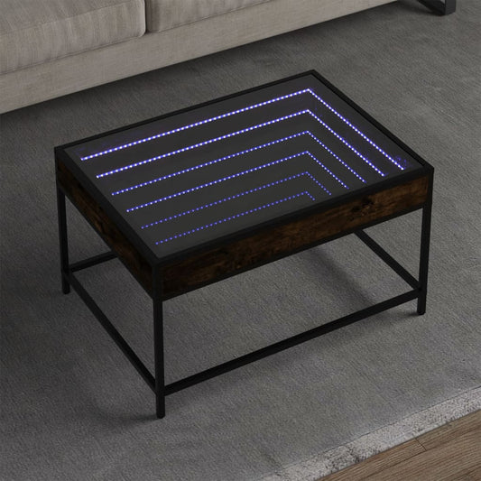 Coffee table with Infinity LED smoked oak 70x50x41 cm