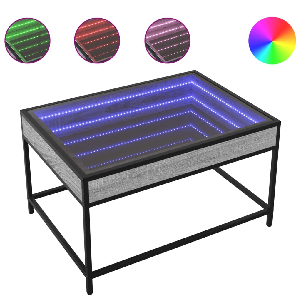 Table basse avec Infinity LED Gris Sonoma 70x50x41 cm