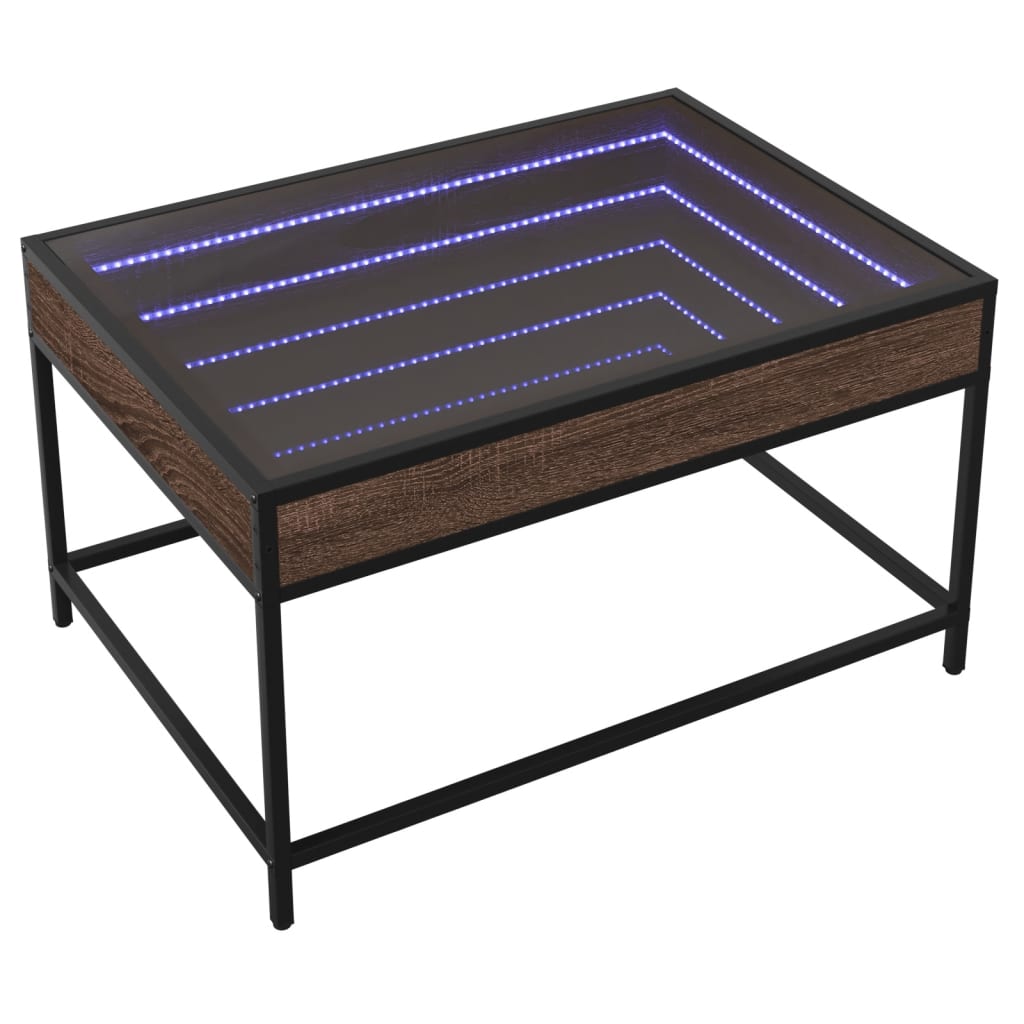 Table basse avec Infinity LED aspect chêne marron 70x50x41 cm
