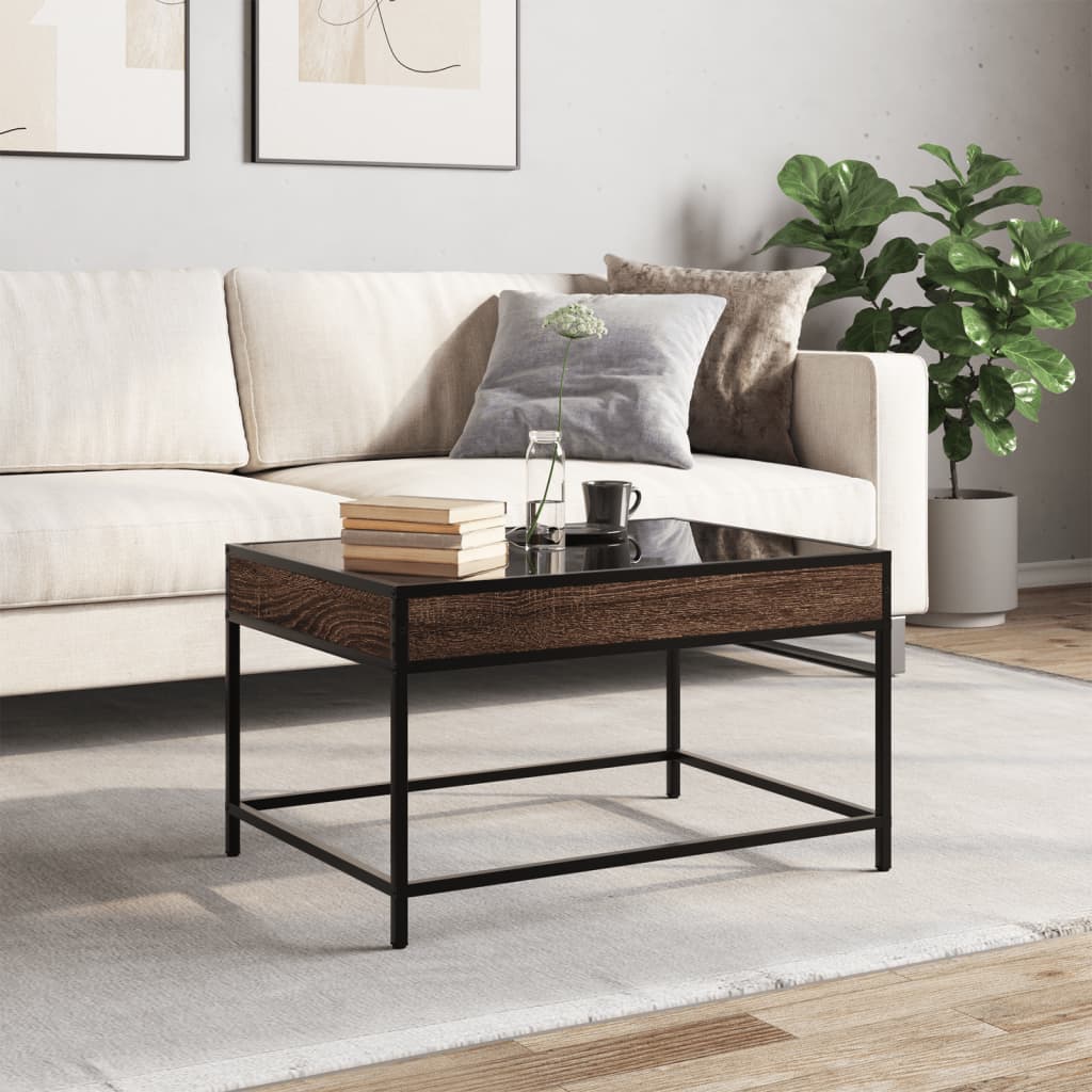 Table basse avec Infinity LED aspect chêne marron 70x50x41 cm